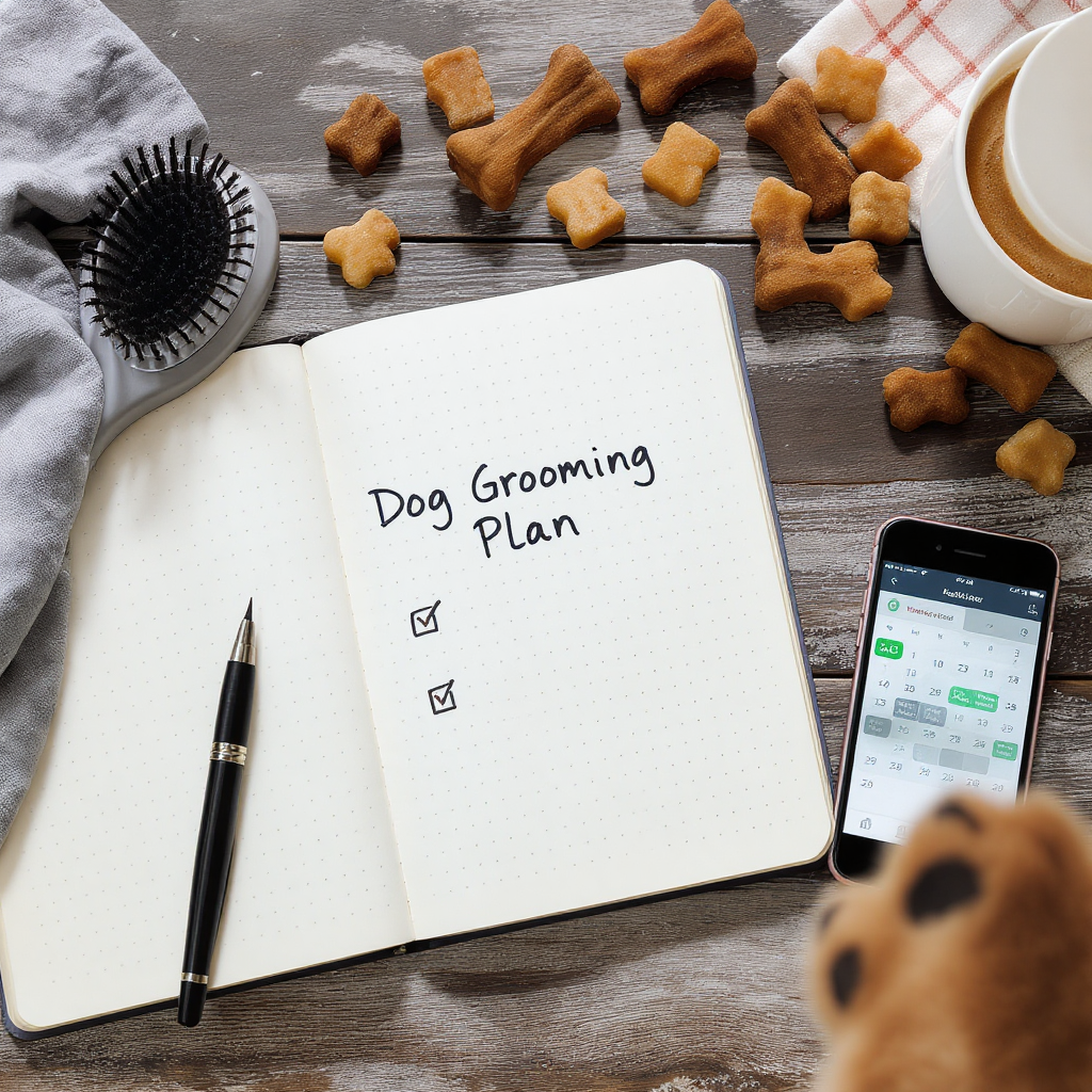 Dog groomer consultation at drop-off explaining coat condition and grooming plan