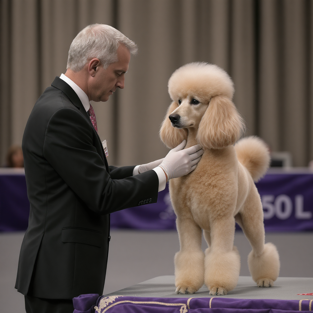 dog show grooming preparation showing what judges look for in dog shows