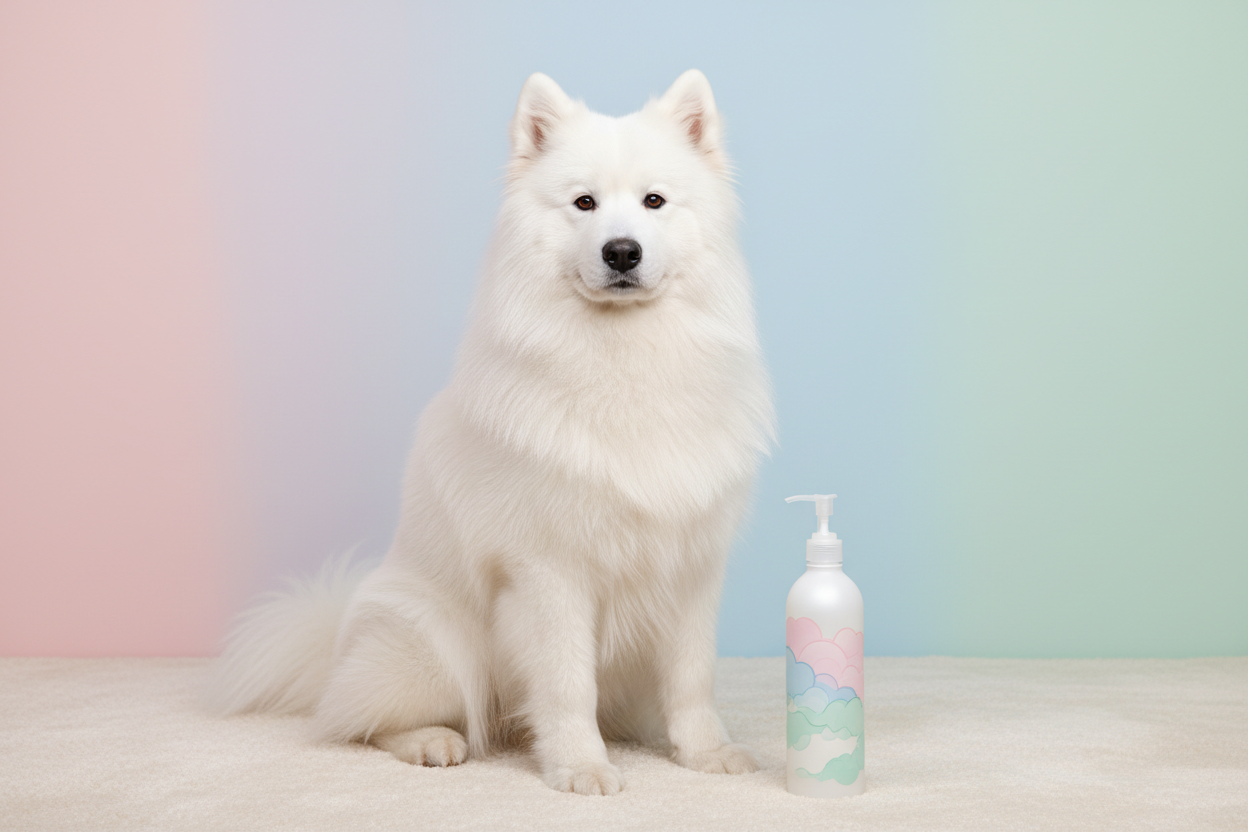 Groomer applying moisturizing dog conditioner during a pet bath