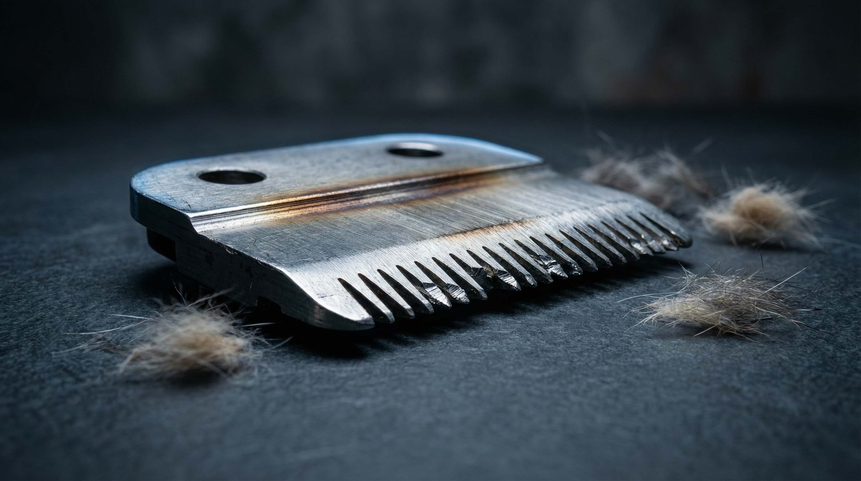 worn clipper blade with hair buildup showing signs it needs replacement grooming