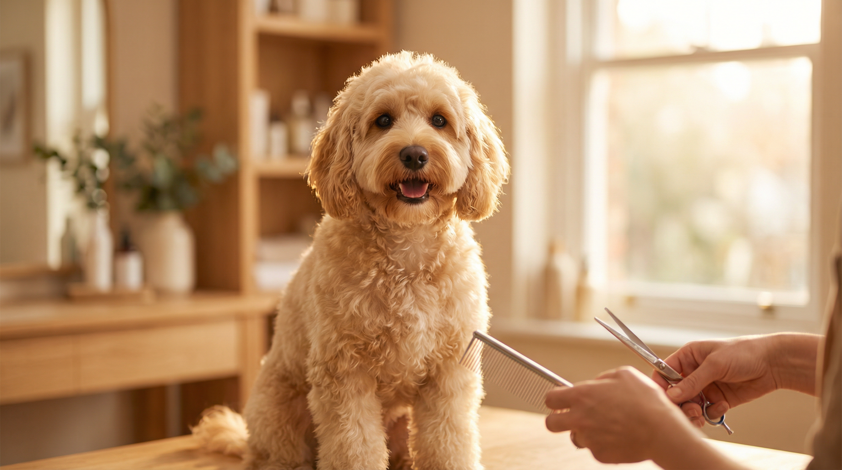 cockapoo grooming professional haircut dog grooming salon cockapoo brushing curly coat grooming process