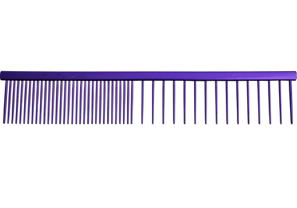 Chris Christensen Fine/X-Coarse Grooming Comb 19cm – Professional Metal Tool with Mixed Tooth Spacing, Purple