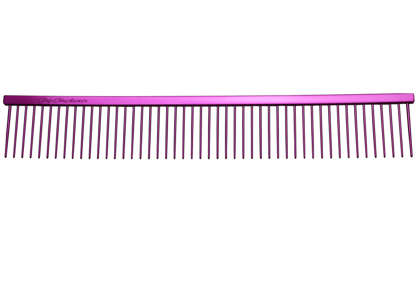 Chris Christensen Poodle Comb 24cm – Large Metal Wide-Tooth Grooming Tool, Purple Finish