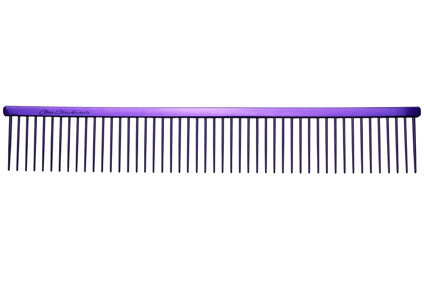 Chris Christensen Poodle Comb 24cm – Large Metal Wide-Tooth Grooming Tool, Purple Finish