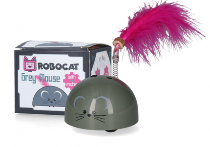 Robocat Interactive Cat Mouse Toy – Motion Sensor, Feather, Madnip Accessory, Pink