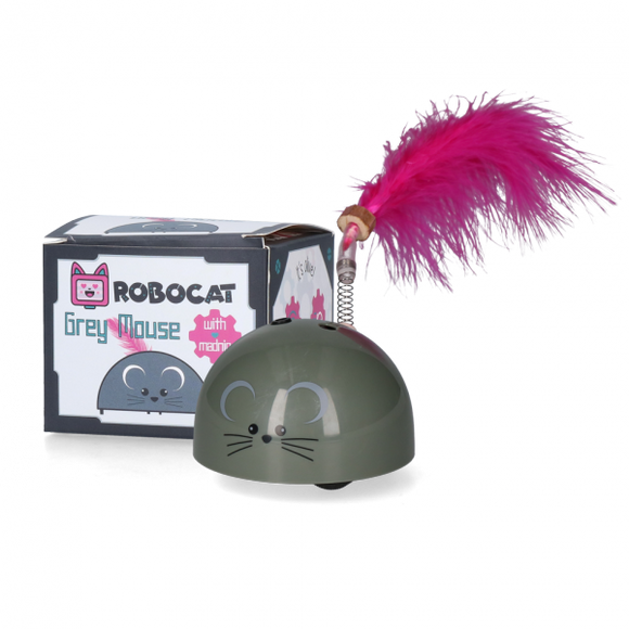 Robocat Interactive Cat Mouse Toy – Motion Sensor, Feather, Madnip Accessory, Pink
