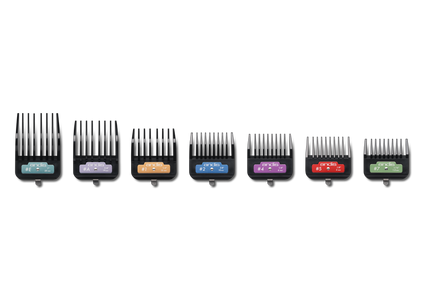 Andis Clip Comb Set – 7-Piece Plastic Snap-On Spacers with Storage Case