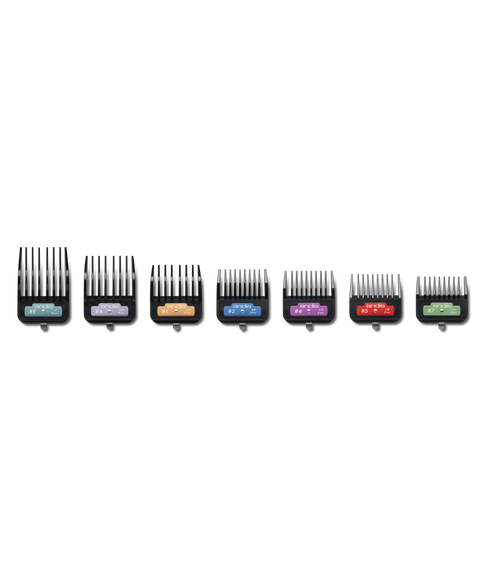 Andis Clip Comb Set – 7-Piece Plastic Snap-On Spacers with Storage Case