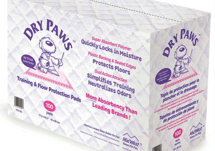 MidWest Dry Paws Absorbent Pads 58x61cm – Leak-Proof, Fast-Drying, 100 Pack