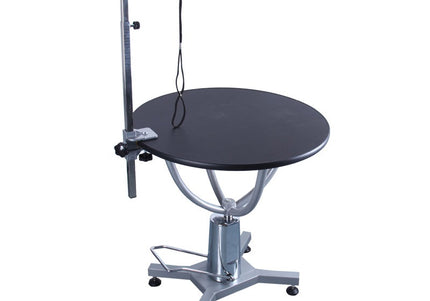 Blovi Round Hydraulic Grooming Table – Swivel Top, 70cm Diameter, Black, Adjustable Height