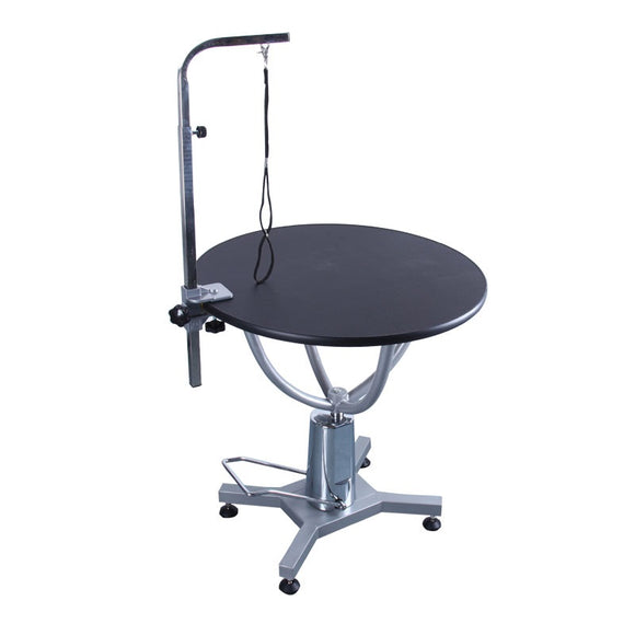 Blovi Round Hydraulic Grooming Table – Swivel Top, 70cm Diameter, Black, Adjustable Height