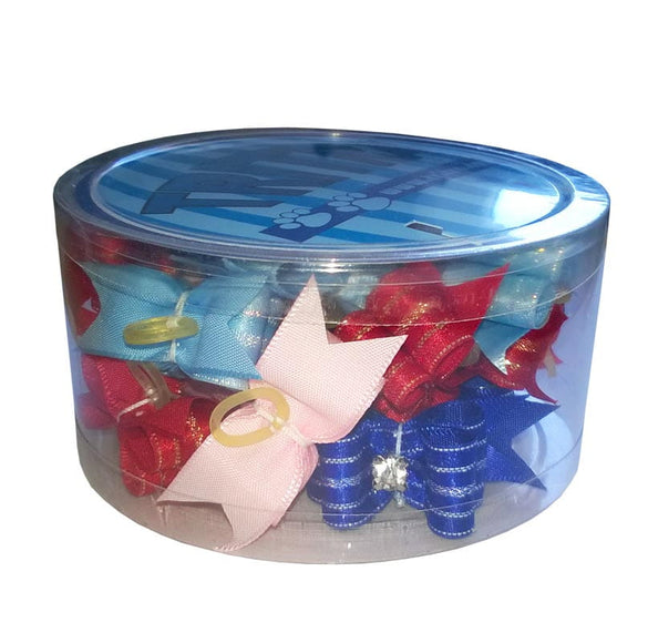 Trim Double Grooming Bows – Decorative Stone Accent, 6 Vibrant Colors, 25 Pack