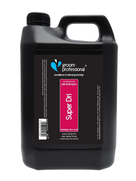 Groom Professional Super Dri Shampoo 4L – Concentrated Deep Cleanser, Fast-Drying Coat Formula 1:10