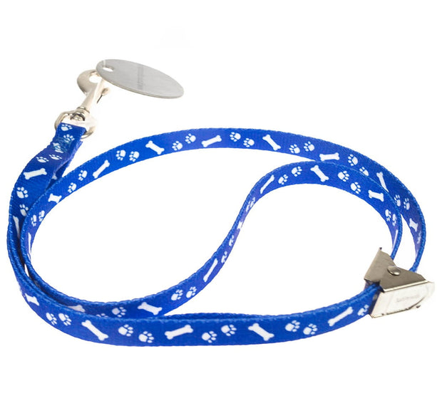 Trim Nylon Grooming Leash – Blue with Ankle and Paw Print, 10mm x 44cm, Durable Design