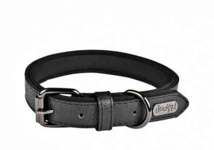 Doogy Classic Eco-Leather Collar – Black, 45cm, Durable and Comfortable Design