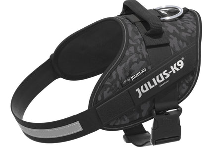 Julius-K9 IDC Powerharness Night Camo – Reflective Black Camouflage Harness, Mini Size