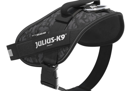 Julius-K9 IDC Powerharness Night Camo – Reflective Black Camouflage Harness, Mini Size
