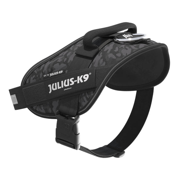 Julius-K9 IDC Powerharness Night Camo – Reflective Black Camouflage Harness, Mini Size