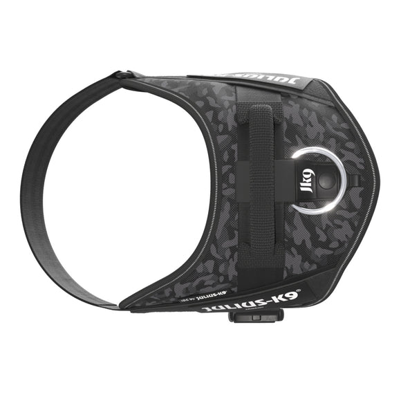 Julius-K9 IDC Powerharness Night Camo – Reflective Black Camouflage Harness, Mini Size