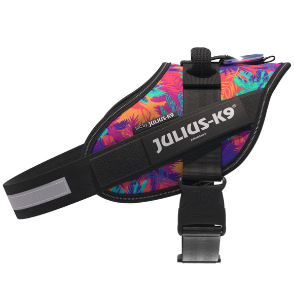 Julius-K9 IDC Powerharness Vibe – Reflective Dog Harness, Palm Tree Pattern, Mini Size