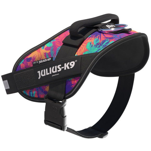 Julius-K9 IDC Powerharness Vibe – Reflective Dog Harness, Palm Tree Pattern, Mini Size