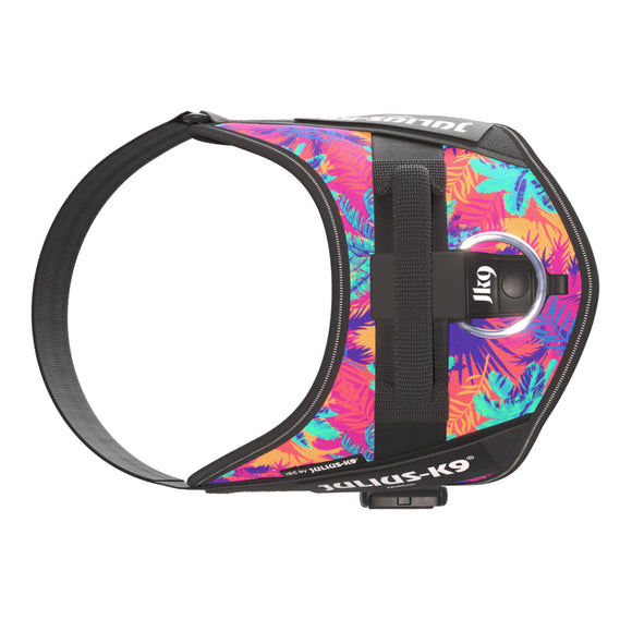 Julius-K9 IDC Powerharness Vibe – Reflective Dog Harness, Palm Tree Pattern, Mini Size