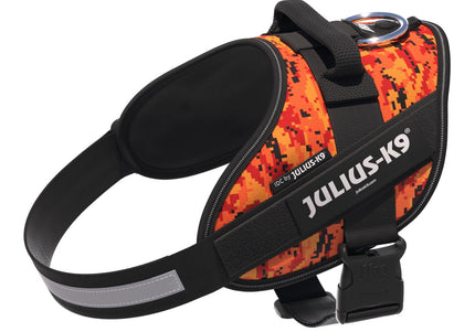 Julius-K9 IDC Powerharness Pixeljuice – Reflective Dog Harness with Orange Pixel Design, Size 2