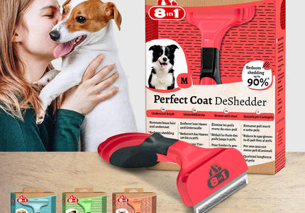 8in1 Perfect Coat DeShedder M – Medium Size, Efficient Undercoat Remover with Ergonomic Grip