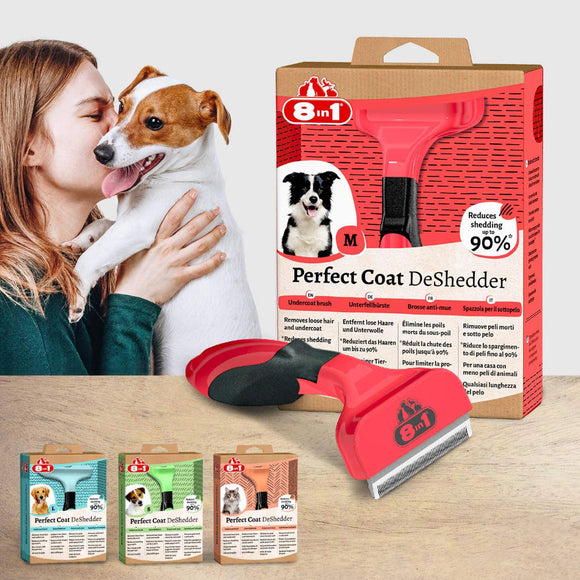 8in1 Perfect Coat DeShedder M – Medium Size, Efficient Undercoat Remover with Ergonomic Grip