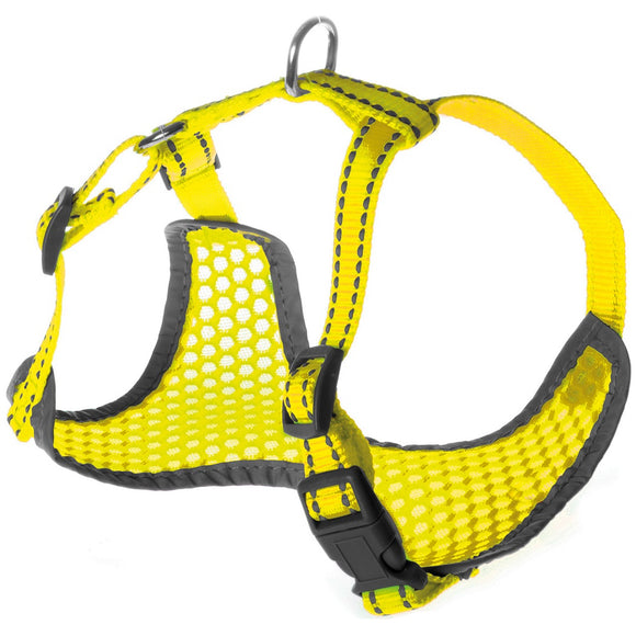Record Fluo Yellow Mesh Harness – Airy Reflective Dog Harness, XL Size, Lightweight Design