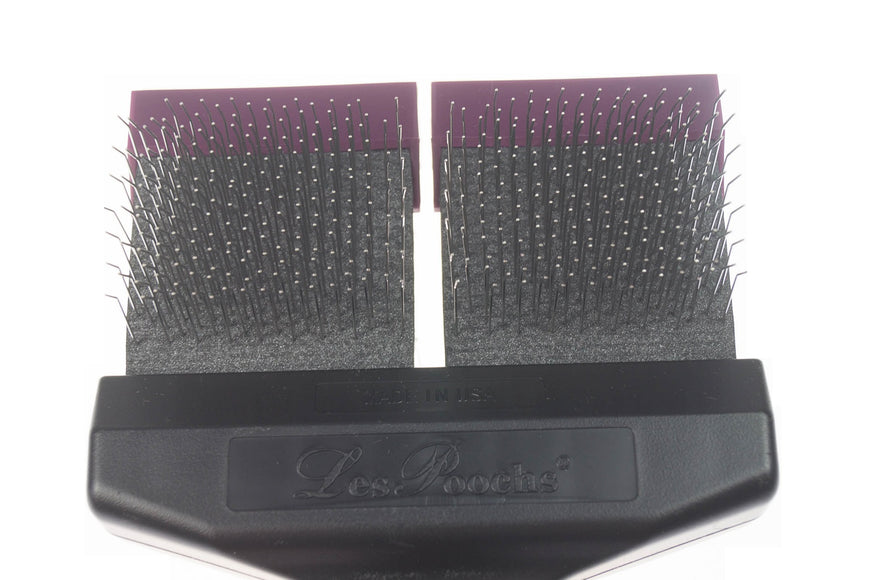 Les Poochs Purple Hard Pro Brush 9cm – Original Flexible Head Grooming Brush, Hard Bristles