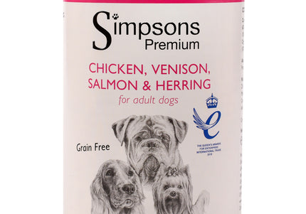 Simpsons Premium Wet Dog Food – Chicken, Venison, Salmon, Herring, Grain-Free, 400g