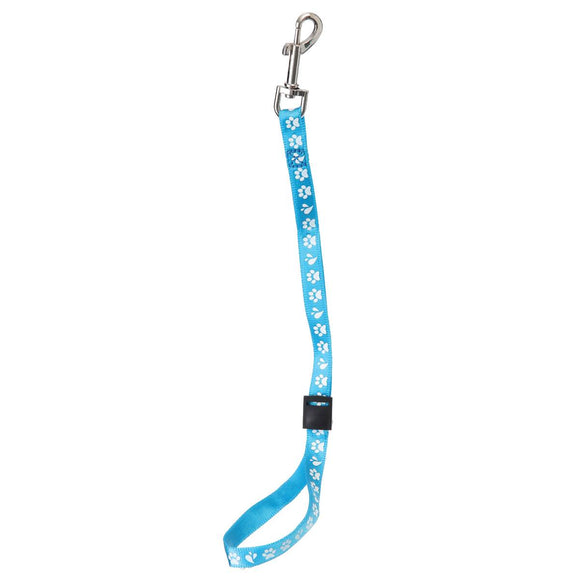 Groom Professional Amoz Pro Nylon Grooming Leash – Blue, 40cm, White Paw Print, 1.5cm Wide