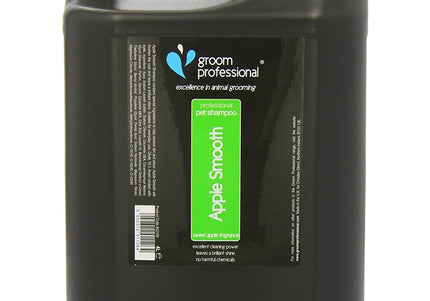 Groom Professional Apple Smooth Shampoo – Concentrated 1:10 Formula, 4L, Refreshing Scent for All Coat Types
