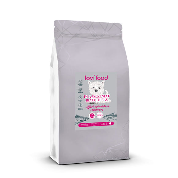 Lovi Food Puppy Salmon – Grain-Free White Breed Puppy Formula with Haddock and White Fish, 1.5kg