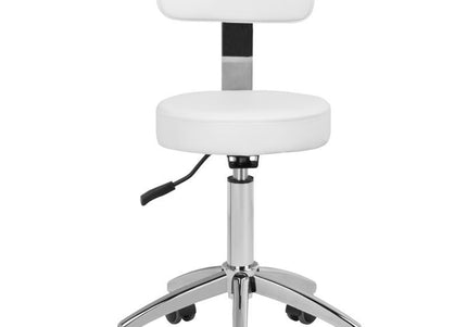 Gabbiano AM 304 Grooming Chair – Adjustable Height Stool with Backrest, White Finish
