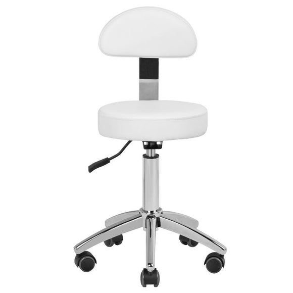 Gabbiano AM 304 Grooming Chair – Adjustable Height Stool with Backrest, White Finish