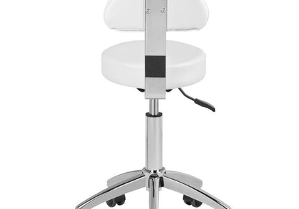 Gabbiano AM 304 Grooming Chair – Adjustable Height Stool with Backrest, White Finish