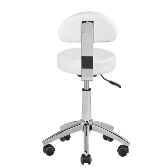 Gabbiano AM 304 Grooming Chair – Adjustable Height Stool with Backrest, White Finish