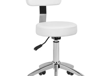 Gabbiano AM 304 Grooming Chair – Adjustable Height Stool with Backrest, White Finish
