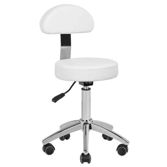 Gabbiano AM 304 Grooming Chair – Adjustable Height Stool with Backrest, White Finish