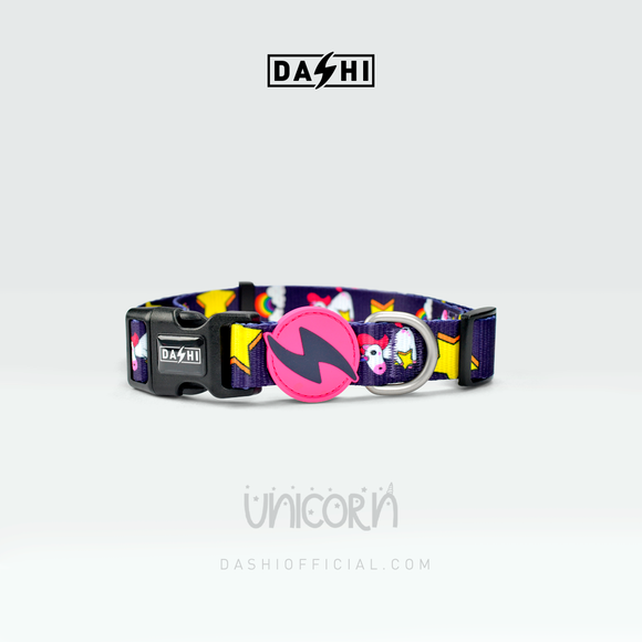 Dashi Unicorn Collar – Colorful Medium Dog Collar with Vibrant Unicorn Pattern