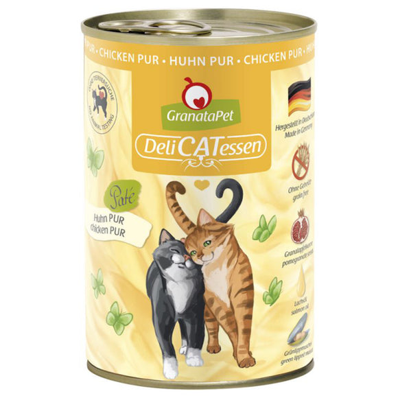 GranataPet DeliCatessen Chicken Pur – Grain-Free Wet Cat Food, Tender Chicken, 400g Can