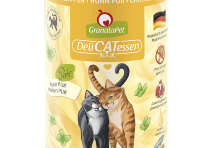 GranataPet DeliCatessen Chicken Pur – Grain-Free Wet Cat Food, Tender Chicken, 12x200g Cans