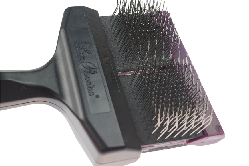 Les Poochs Purple Hard Pro Brush 9cm – Original Flexible Head Grooming Brush, Hard Bristles