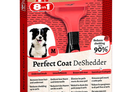 8in1 Perfect Coat DeShedder M – Medium Size, Efficient Undercoat Remover with Ergonomic Grip