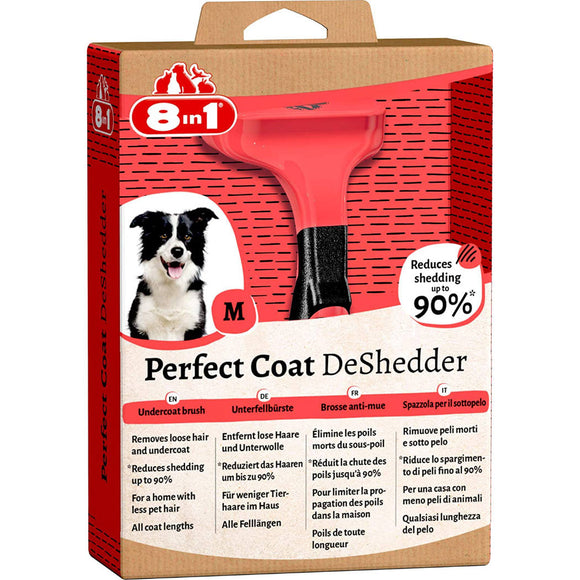8in1 Perfect Coat DeShedder M – Medium Size, Efficient Undercoat Remover with Ergonomic Grip