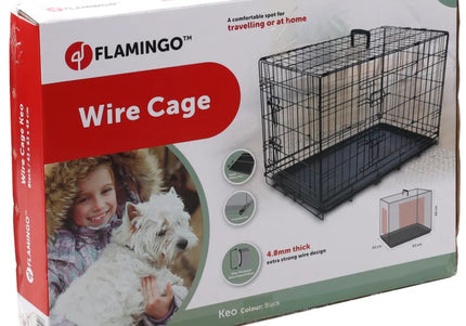 Flamingo Keo Silver Metal Dog Cage – Sturdy Small Crate with Secure Latch, 43x63x49cm