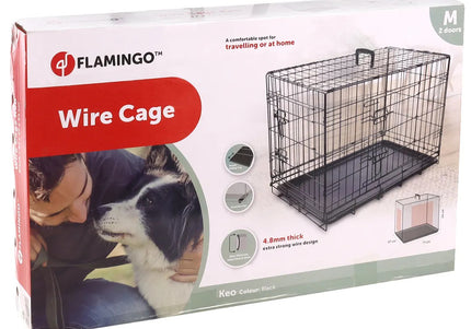 Flamingo Keo Black Metal Dog Cage – Medium Size, Sturdy and Secure Design 47x77x54cm