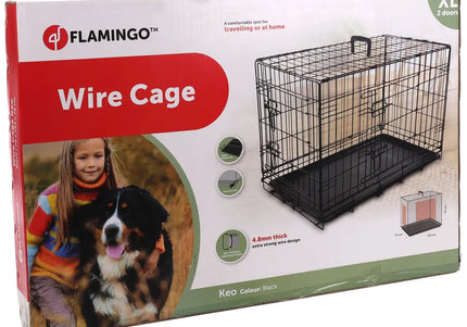 Flamingo Keo Black Metal Dog Cage XL – Sturdy Spacious Crate with Secure Double Doors